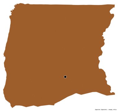 Ziguinchor 'un şekli, Senegal bölgesi, başkenti beyaz arka planda izole edilmiş. Desenli dokuların bileşimi. 3B görüntüleme