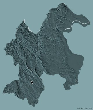 Sırbistan 'ın Borski ilçesi, başkenti sağlam bir renk zeminine sahip. Renkli yükseklik haritası. 3B görüntüleme