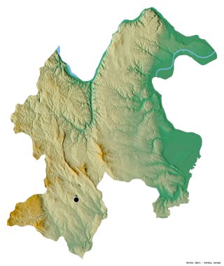 Sırbistan 'ın Borski ilçesi, başkenti beyaz arka planda izole edilmiş durumda. Topografik yardım haritası. 3B görüntüleme