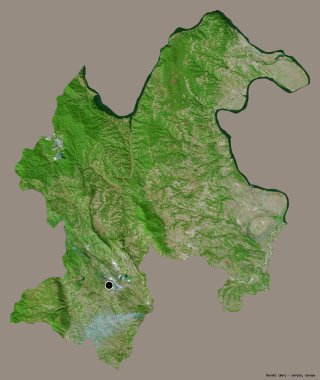 Sırbistan 'ın Borski ilçesi, başkenti sağlam bir renk zeminine sahip. Uydu görüntüleri. 3B görüntüleme