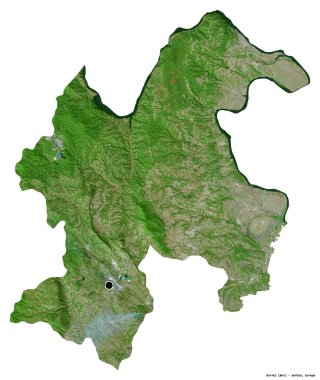 Sırbistan 'ın Borski ilçesi, başkenti beyaz arka planda izole edilmiş durumda. Uydu görüntüleri. 3B görüntüleme