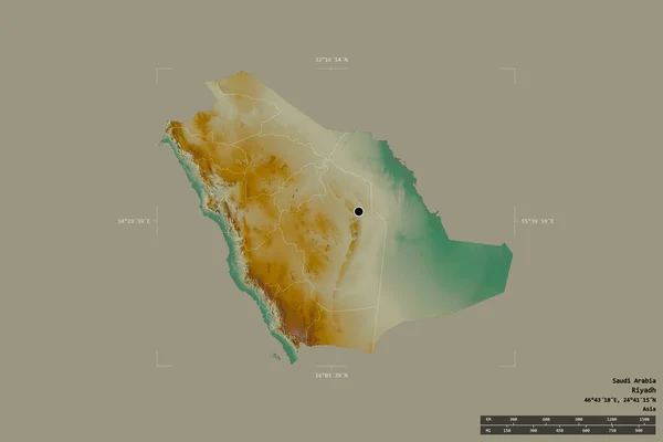 Περιοχή Της Σαουδικής Αραβίας Απομονωμένη Στέρεο Υπόβαθρο Ένα Γεωγραφικό Πλαίσιο — Φωτογραφία Αρχείου