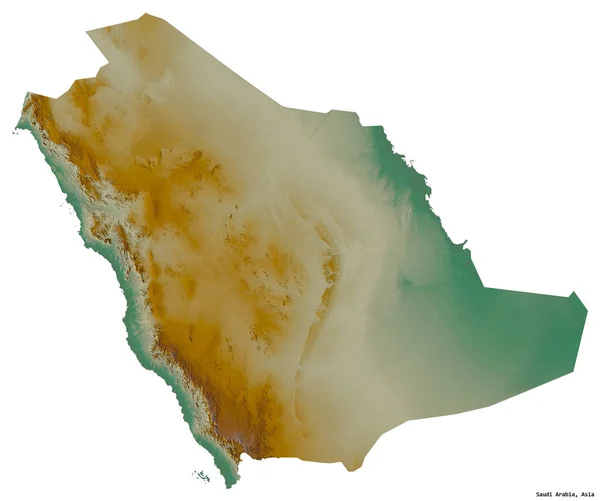 Forma Arabia Saudita Con Capital Aislada Sobre Fondo Blanco Mapa — Foto de Stock