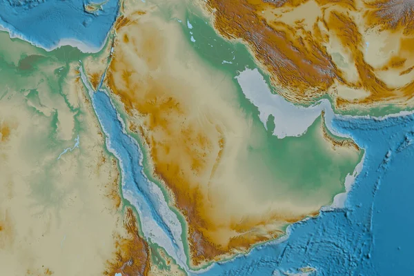 Rozšířená Oblast Saúdské Arábie Topografická Reliéfní Mapa Vykreslování — Stock fotografie