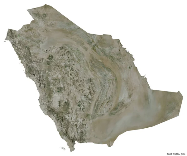 沙特阿拉伯的形状 其首都因白色背景而孤立 卫星图像 3D渲染 — 图库照片