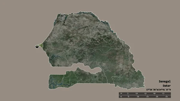 Обесцвеченная Форма Сенегала Столицей Главным Региональным Делением Отделенной Территорией Дакара — стоковое фото