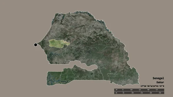 Обесцвеченная Форма Сенегала Столицей Главным Региональным Делением Отделенной Диурбелевской Областью — стоковое фото