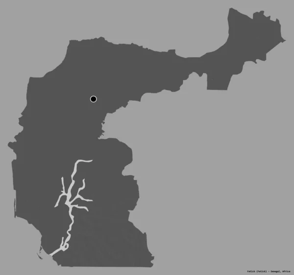 Form Fatick Regionen Senegal Med Sin Huvudstad Isolerad Solid Färg — Stockfoto