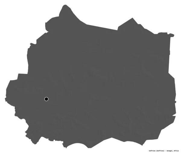 加夫林形状 塞内加尔地区 其首都被白色背景隔离 Bilevel高程图 3D渲染 — 图库照片