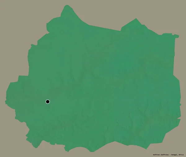 セネガルの地域であるカフリンの形は その首都はしっかりとした色の背景に隔離されています 地形図 3Dレンダリング — ストック写真