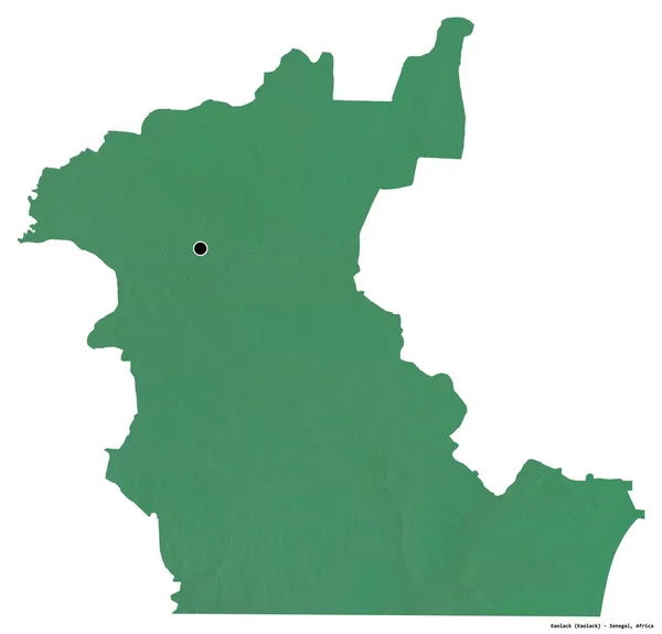 Form Kaolack Regionen Senegal Med Huvudstaden Isolerad Vit Bakgrund Topografisk — Stockfoto
