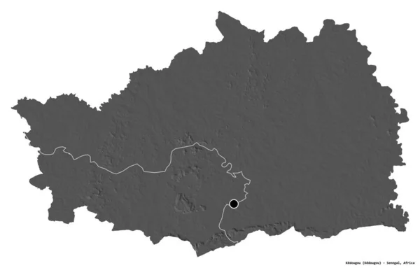 Tvar Kedougou Oblast Senegalu Hlavním Městem Izolovaným Bílém Pozadí Mapa — Stock fotografie