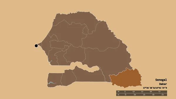 Afgeronde Vorm Van Senegal Met Als Hoofdstad Belangrijkste Regionale Divisie — Stockfoto