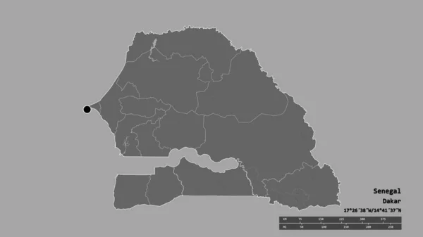 Afgebroken Vorm Van Senegal Met Haar Hoofdstad Belangrijkste Regionale Divisie — Stockfoto