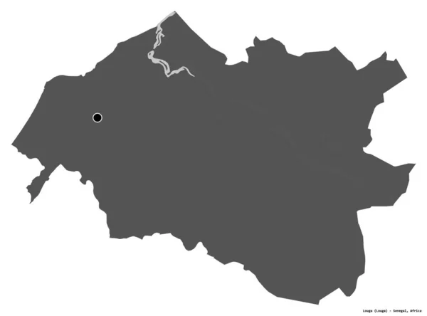 Форма Луги Області Сенегал Столицею Ізольованою Білому Тлі Білевелівська Карта — стокове фото
