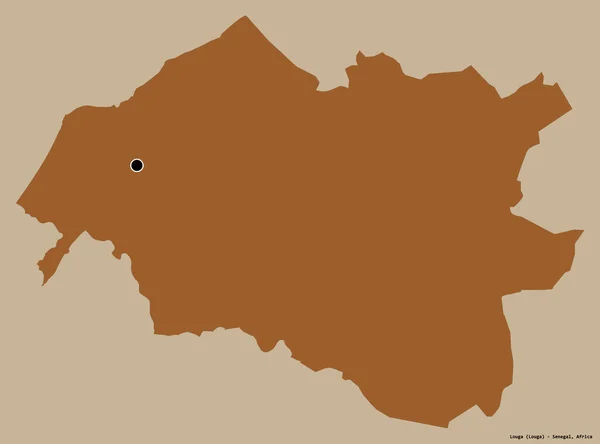 Forme Louga Région Sénégal Avec Capitale Isolée Sur Fond Couleur — Photo