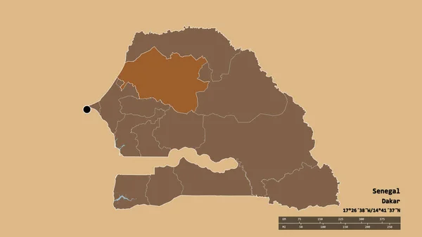Обесцвеченная Форма Сенегала Столицей Главным Региональным Делением Отделенным Районом Луга — стоковое фото