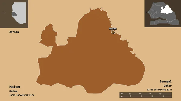 Shape Matam Region Des Senegal Und Seine Hauptstadt Entfernungsskala Vorschau — Stockfoto