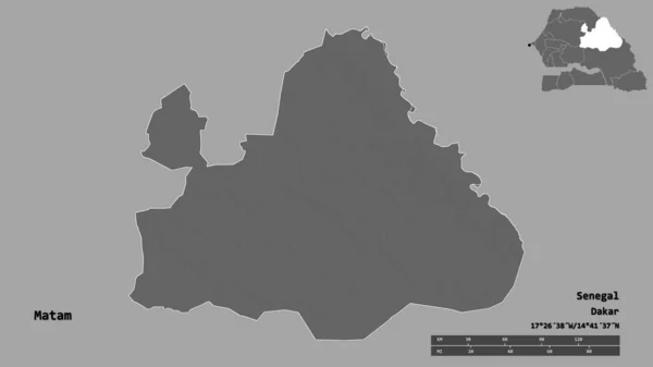 Form Matam Regionen Senegal Med Dess Huvudstad Isolerad Solid Bakgrund — Stockfoto