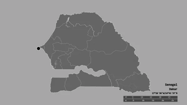 Afgebroken Vorm Van Senegal Met Haar Hoofdstad Belangrijkste Regionale Divisie — Stockfoto