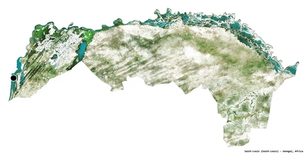 Форма Сент Луиса Сенегала Столицей Изолированной Белом Фоне Спутниковые Снимки — стоковое фото