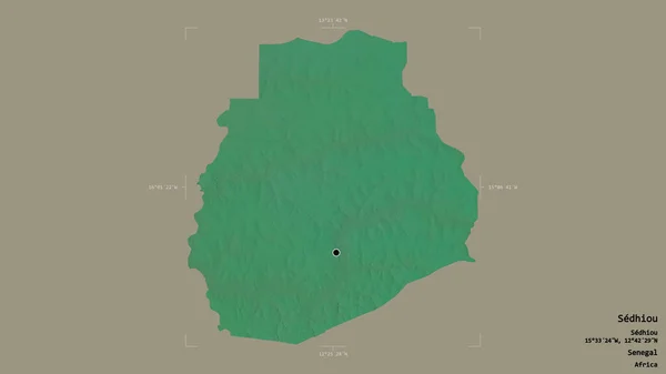 塞内加尔Sedhiou地区 在一个地理参照框的坚实背景上被隔离 地形浮雕图 3D渲染 — 图库照片
