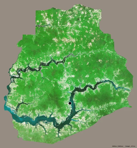 Form Sedhiou Regionen Senegal Med Sin Huvudstad Isolerad Solid Färg — Stockfoto