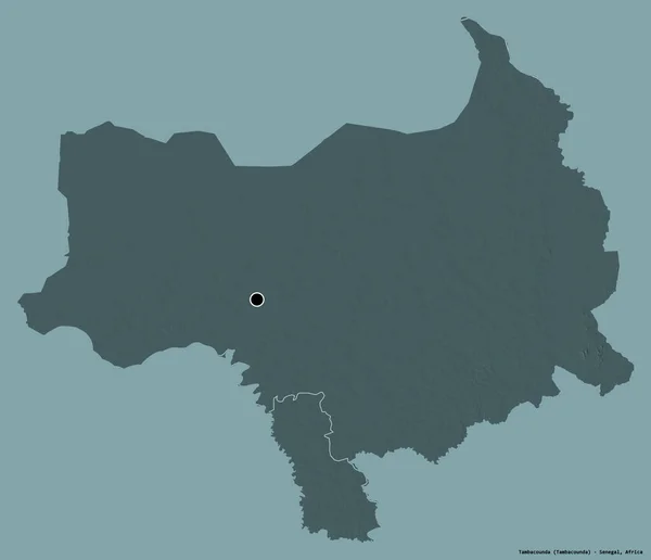 塞内加尔地区坦巴孔达的形状 其首都以纯色背景隔离 彩色高程图 3D渲染 — 图库照片