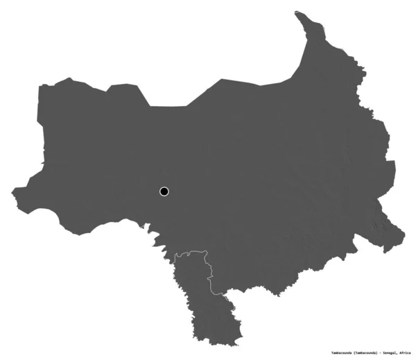 Форма Тамбакунди Регіону Сенегал Столицею Ізольованою Білому Тлі Білевелівська Карта — стокове фото