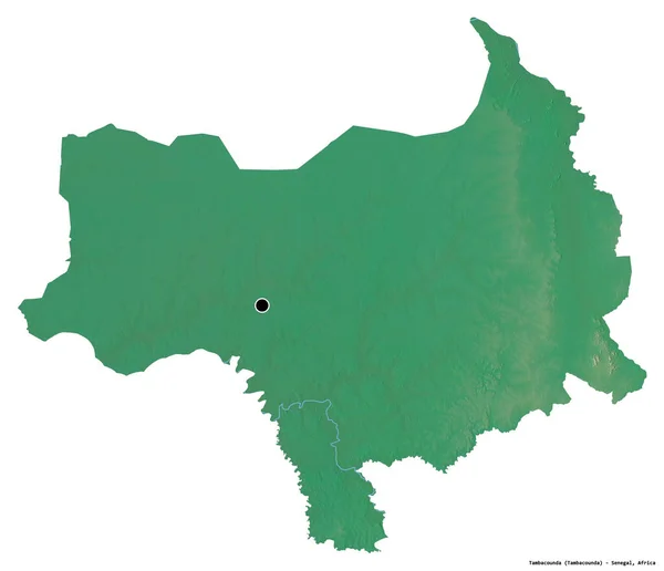 Tambacounda Nın Şekli Senegal Bölgesi Başkenti Beyaz Arka Planda Izole — Stok fotoğraf
