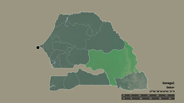 Обесцвеченная Форма Сенегала Столицей Главным Региональным Делением Разделенной Зоной Тамбакунда — стоковое фото