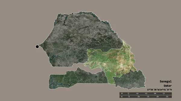 Forma Desnaturalizada Senegal Con Capital División Regional Principal Zona Separada — Foto de Stock