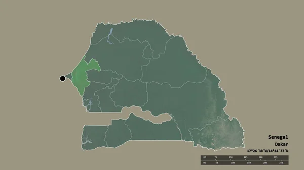 Αποσπασμένη Μορφή Της Σενεγάλης Πρωτεύουσα Κύριο Περιφερειακό Διαμέρισμα Και Ξεχωριστή — Φωτογραφία Αρχείου