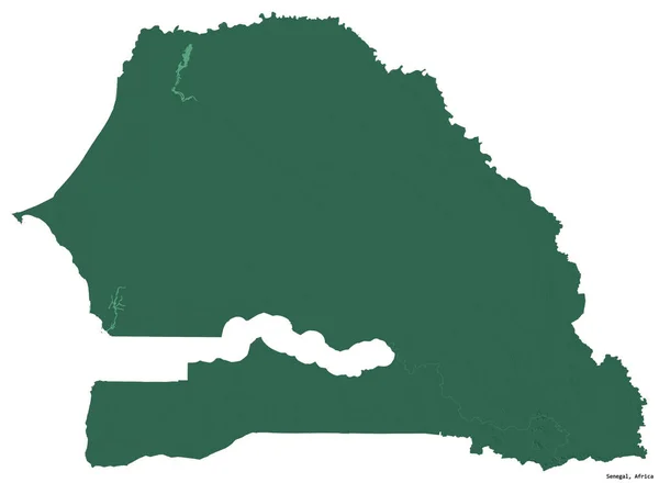 Tvar Senegalu Hlavním Městem Izolovaným Bílém Pozadí Barevná Mapa Vykreslování — Stock fotografie