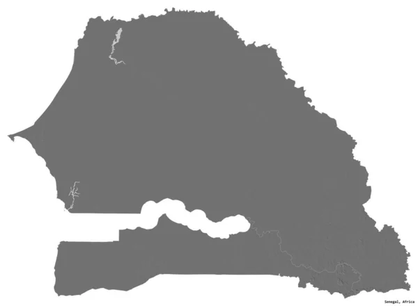 Forma Senegal Con Capital Aislada Sobre Fondo Blanco Mapa Elevación —  Fotos de Stock