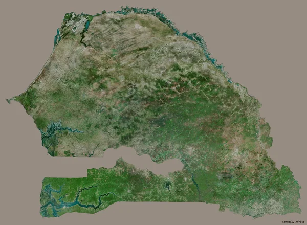 Shape Senegal Its Capital Isolated Solid Color Background Satellite Imagery — Stock Photo, Image