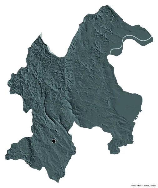 Форма Борского Района Сербии Столицей Изолированной Белом Фоне Цветная Карта — стоковое фото