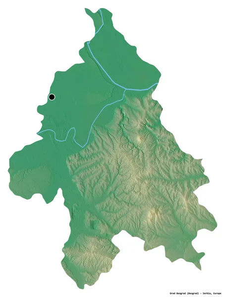 白い背景に首都が孤立しているセルビアの都市 グラッド ボグラードの形 地形図 3Dレンダリング — ストック写真