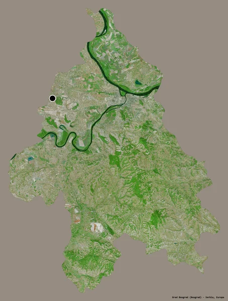 塞尔维亚城市格拉德 博格拉德的形状 其首都以纯色背景隔离 卫星图像 3D渲染 — 图库照片