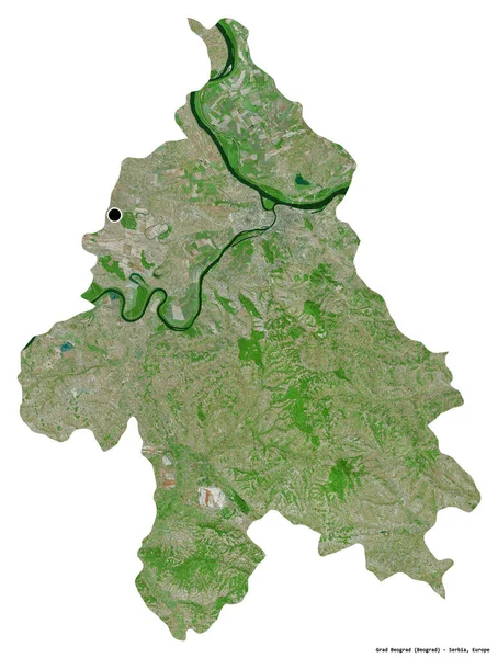 塞尔维亚城市格拉德 博格拉德的形状 其首都被白色背景隔离 卫星图像 3D渲染 — 图库照片