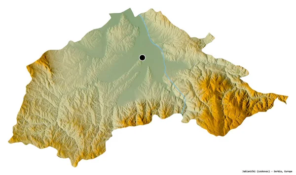 Tvar Jablanicki Okres Srbsko Hlavním Městem Izolovaným Bílém Pozadí Topografická — Stock fotografie