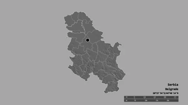 Ερειπωμένο Σχήμα Της Σερβίας Πρωτεύουσα Κύριο Περιφερειακό Τμήμα Και Διαχωρισμένη — Φωτογραφία Αρχείου