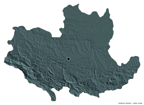 Kształt Kolubarskiego Dzielnicy Serbii Stolicą Odizolowaną Białym Tle Kolorowa Mapa — Zdjęcie stockowe