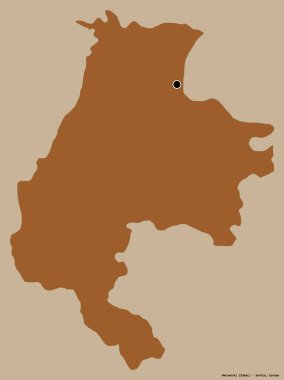 Sırbistan 'ın Macvanski ilçesi, başkenti katı renk arka planına izole edilmiş durumda. Desenli dokuların bileşimi. 3B görüntüleme