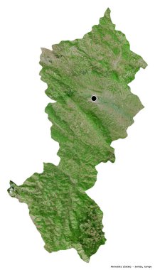 Sırbistan 'ın Moravicki ilçesi, başkenti beyaz arka planda izole edilmiş durumda. Uydu görüntüleri. 3B görüntüleme