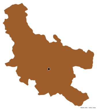 Sırbistan 'ın Nisavski semti, başkenti beyaz arka planda izole edilmiş durumda. Desenli dokuların bileşimi. 3B görüntüleme