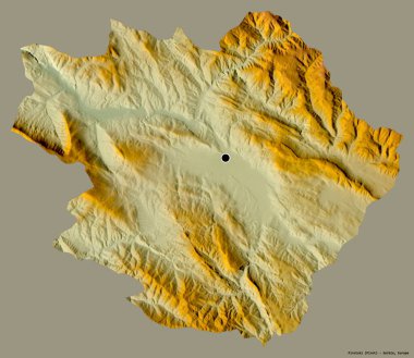 Sırbistan 'ın Pirotski ilçesi, başkenti katı renk arka planına izole edilmiş durumda. Topografik yardım haritası. 3B görüntüleme
