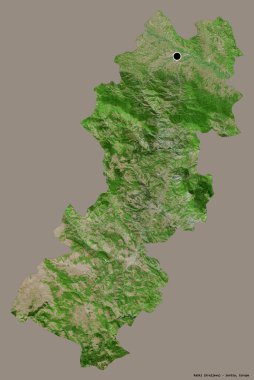 Sırbistan 'ın Raski ilçesi, başkenti katı renk arka planına izole edilmiş durumda. Uydu görüntüleri. 3B görüntüleme