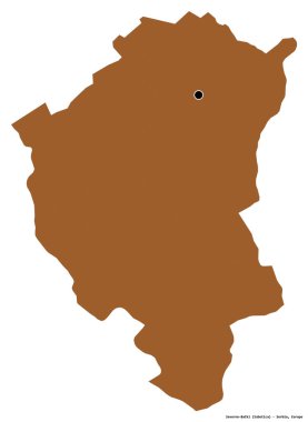 Sırbistan 'ın Severno-Backi ilçesi, başkenti beyaz arka planda izole edilmiş durumda. Desenli dokuların bileşimi. 3B görüntüleme