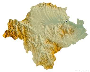Sırbistan 'ın Toplicki ilçesi, başkenti beyaz arka planda izole edilmiş durumda. Topografik yardım haritası. 3B görüntüleme